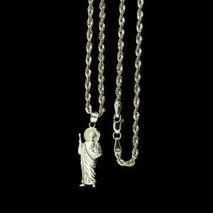 10K Real Gold Rope Chain and San Judas Saint Jude Pendant Set